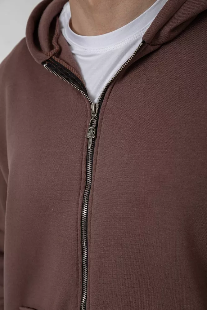 Купить Кофта мужская на флисе с капюшоном  -уценка, цвет мокко, 238R58698-U - Фото №5