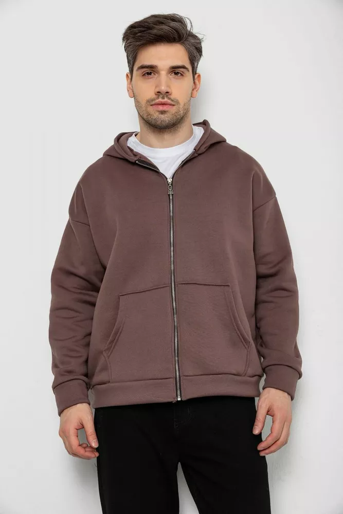 Купить Кофта мужская на флисе с капюшоном  -уценка, цвет мокко, 238R58698-U - Фото №1