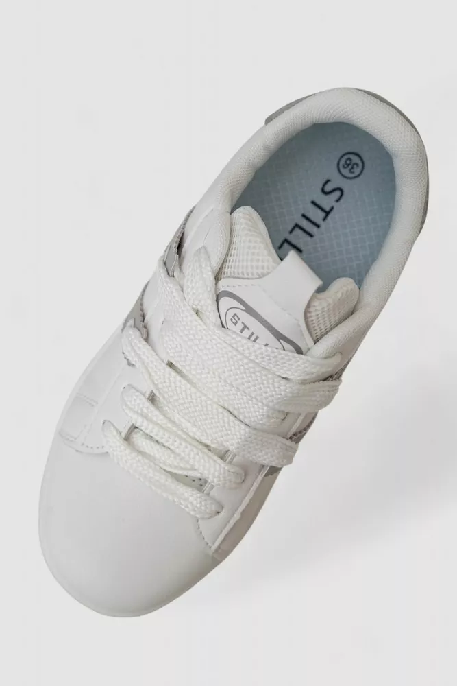 Купить Кроссовки женские кожа  -уценка, цвет бело-серый, 248RJH900-10-U - Фото №2