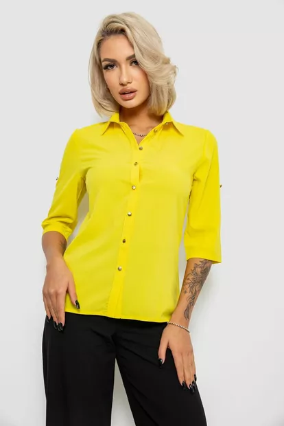 Блуза классическая однотонная, цвет желтый, 230R1110