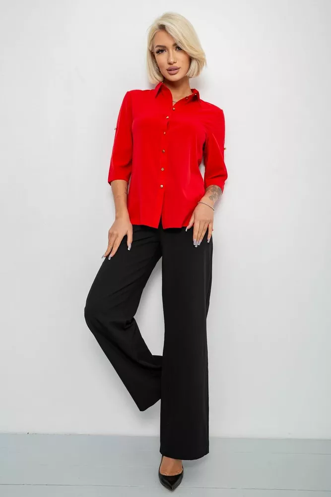 Купить Блуза классическая однотонная, цвет красный, 230R1110 - Фото №2