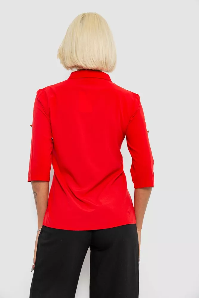 Купить Блуза классическая однотонная, цвет красный, 230R1110 - Фото №4