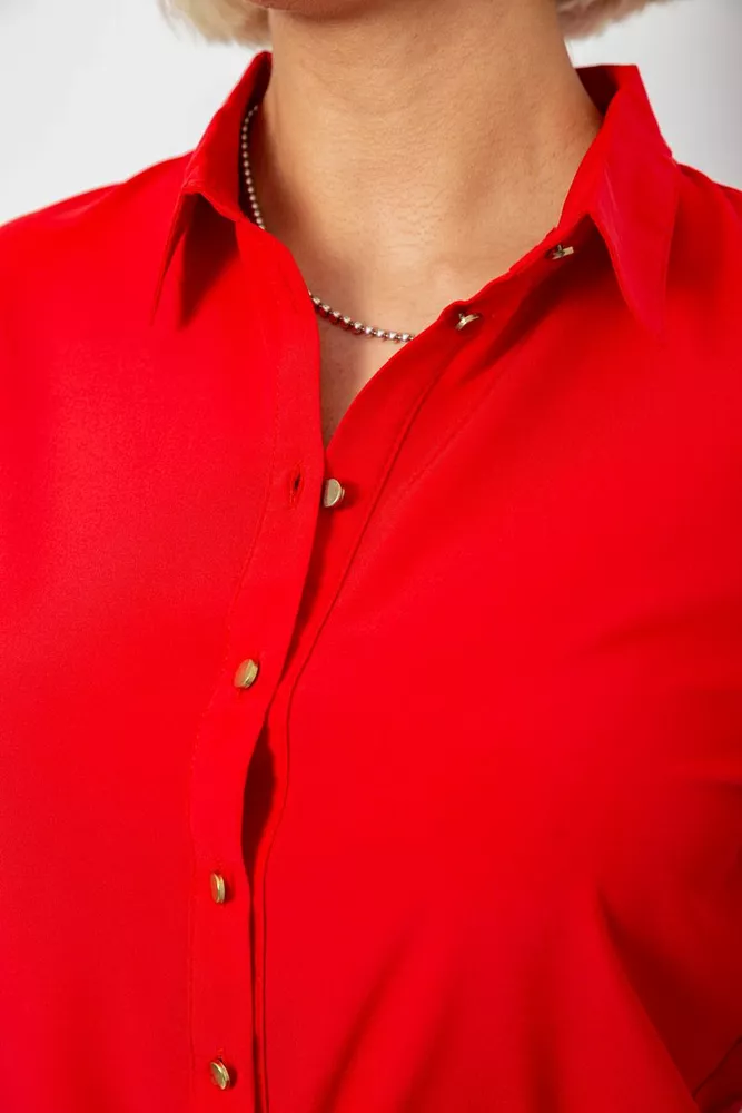 Купить Блуза классическая однотонная, цвет красный, 230R1110 - Фото №5