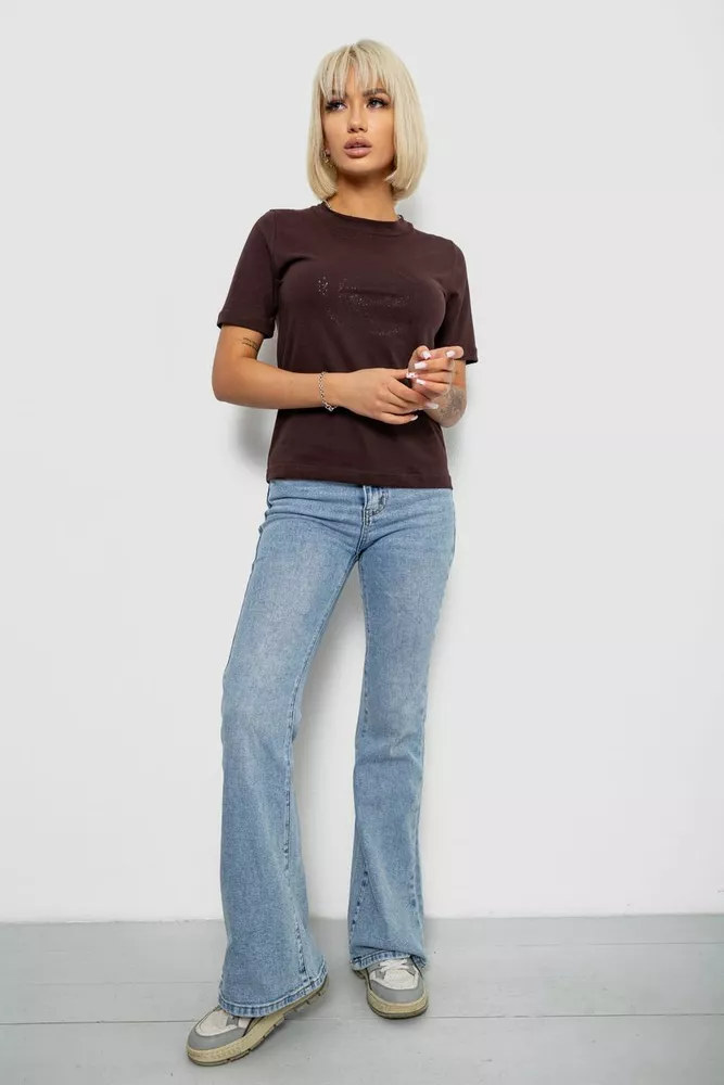 Купити Футболка жіноча з принтом, колір шоколадний, 241R139 - Фото №2