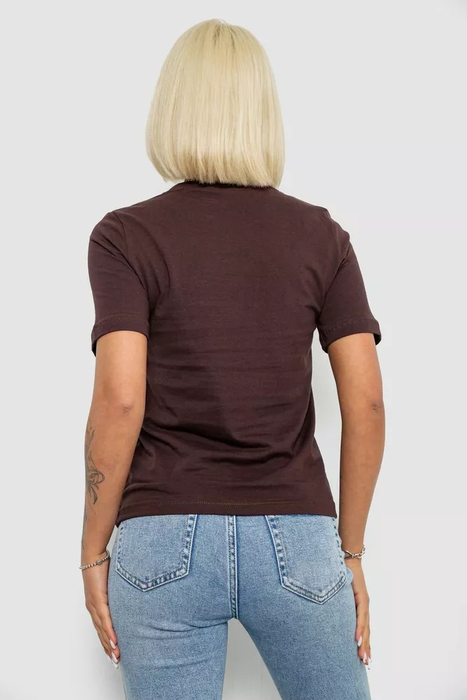 Купити Футболка жіноча з принтом, колір шоколадний, 241R139 - Фото №4