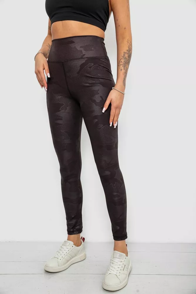 Купить Лосины женские однотонные с принтом, цвет черный, 214R925 оптом - Фото №3