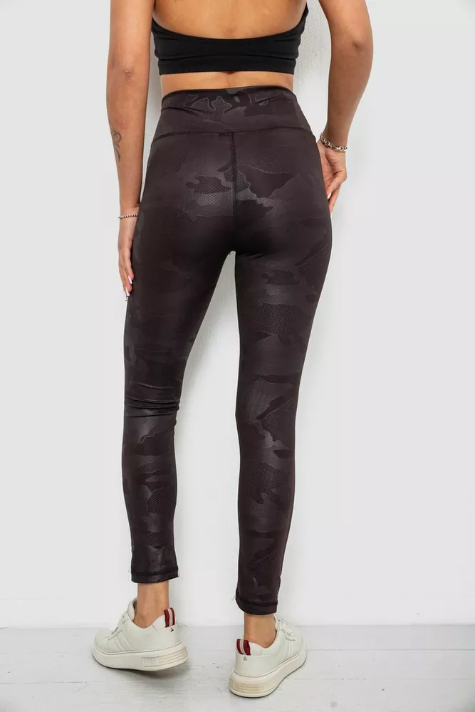 Купить Лосины женские однотонные с принтом, цвет черный, 214R925 оптом - Фото №4