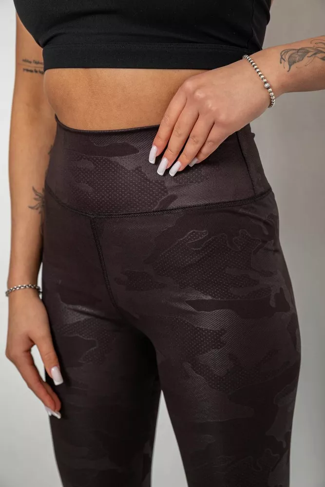 Купить Лосины женские однотонные с принтом, цвет черный, 214R925 оптом - Фото №5