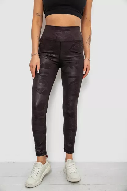 Лосини жіночі однотонні з принтом, колір чорний, 214R925