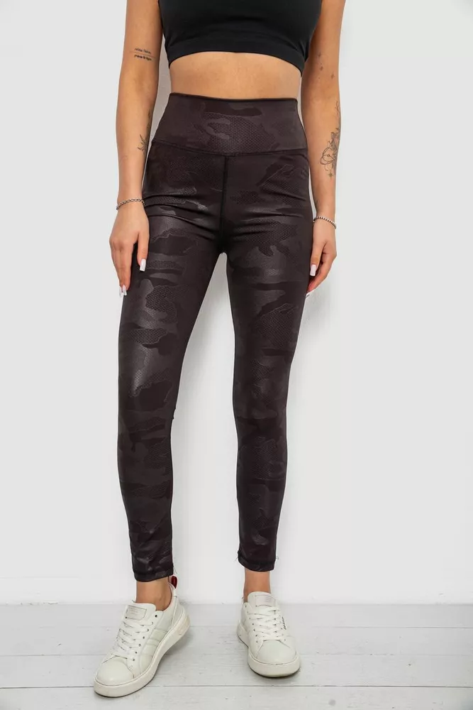 Купить Лосины женские однотонные с принтом, цвет черный, 214R925 оптом - Фото №1