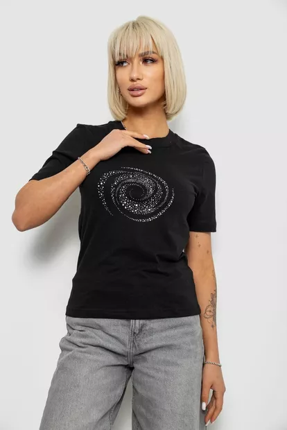 Футболка женская с принтом, цвет черный, 241R139
