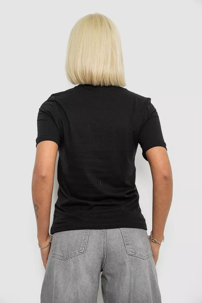 Купити Футболка жіноча з принтом, колір чорний, 241R139 - Фото №4