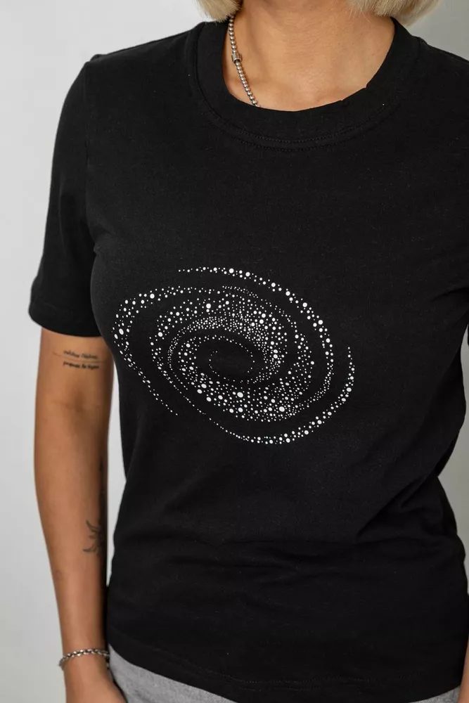 Купити Футболка жіноча з принтом, колір чорний, 241R139 - Фото №5