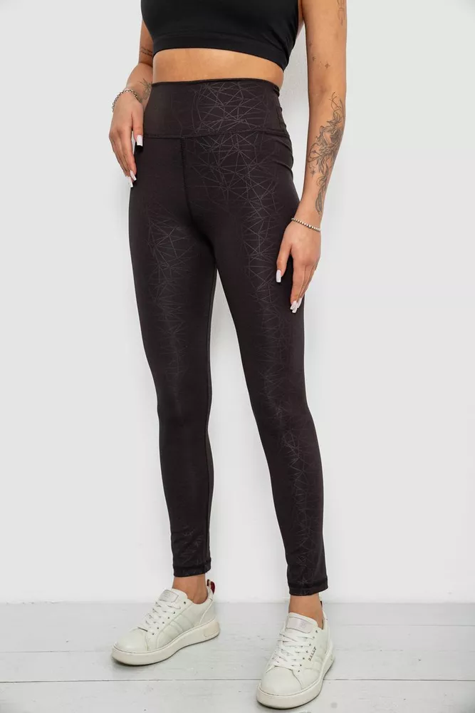 Купить Лосины женские однотонные с принтом, цвет черный, 214R929 оптом - Фото №3