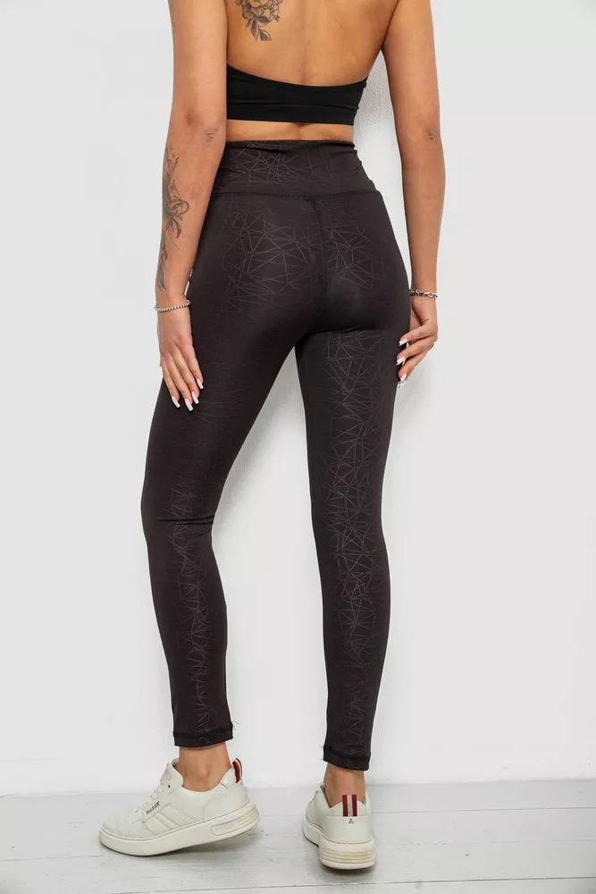 Купить Лосины женские однотонные с принтом, цвет черный, 214R929 оптом - Фото №4