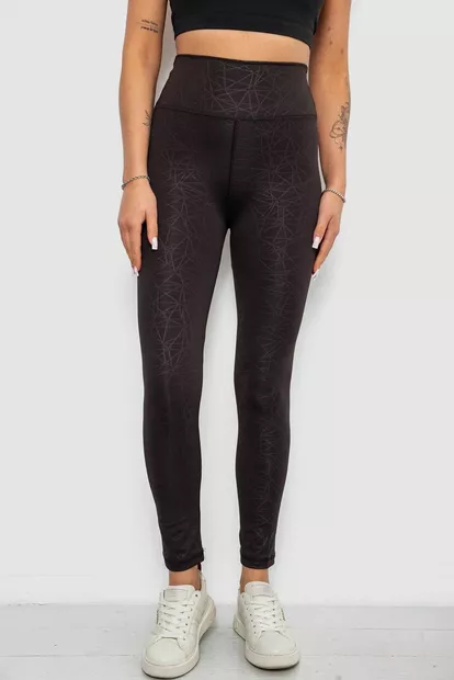 Лосины женские однотонные с принтом, цвет черный, 214R929