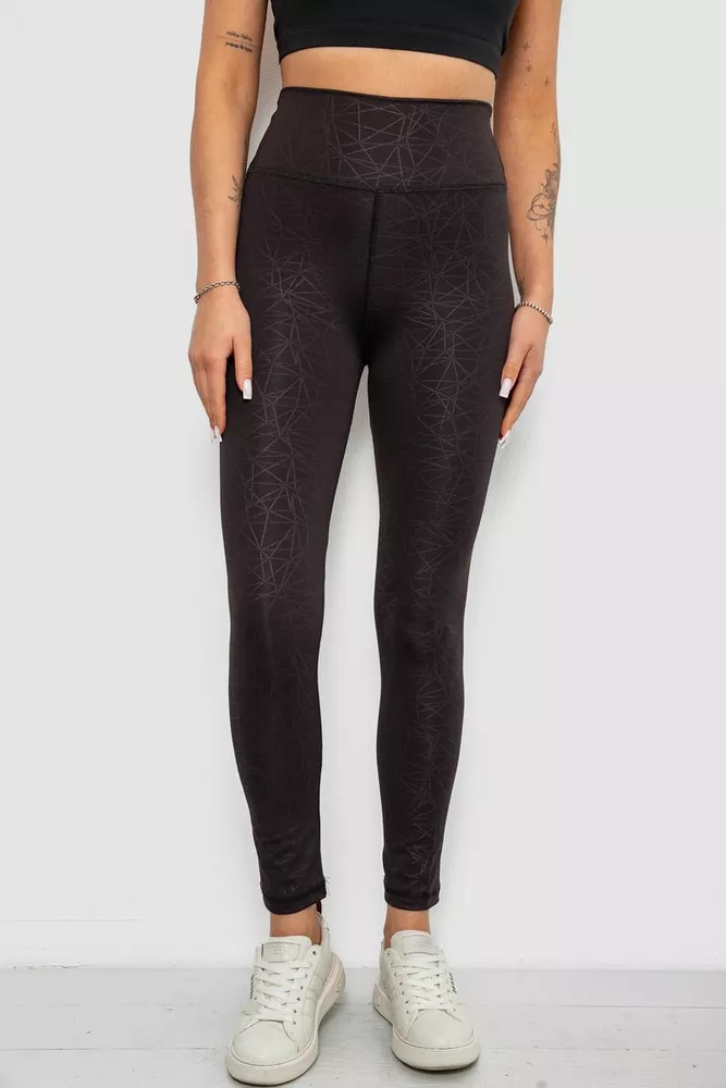 Купить Лосины женские однотонные с принтом, цвет черный, 214R929 оптом - Фото №1