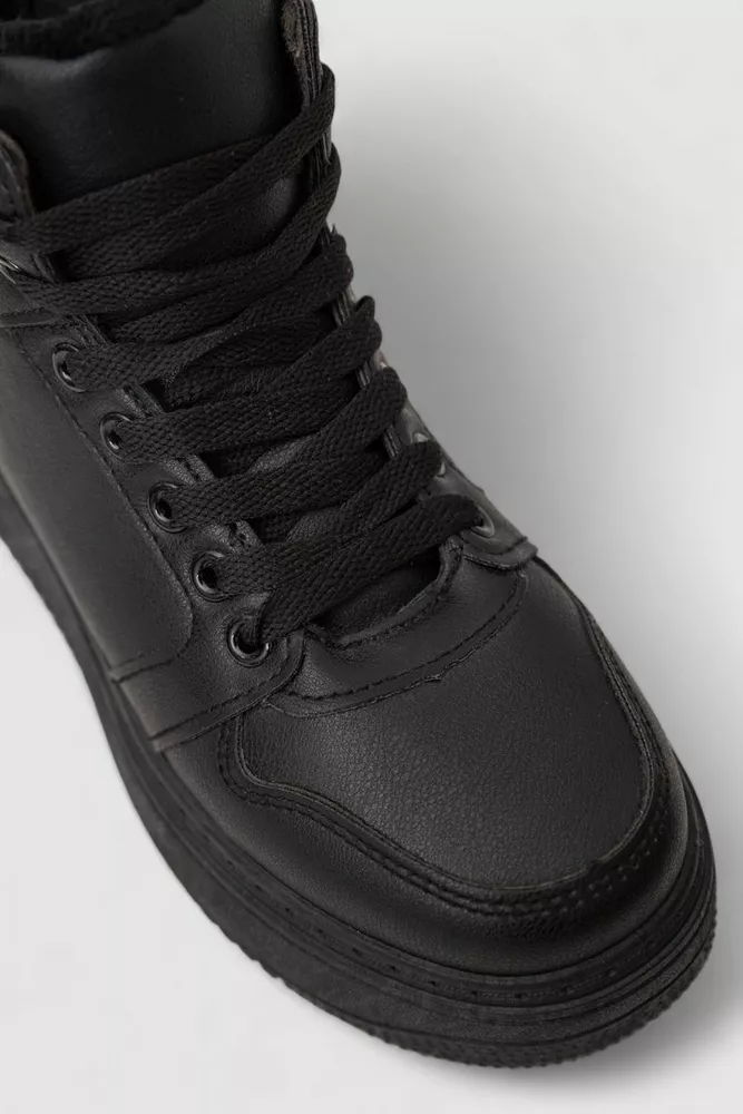 Купить Кеды женские на меху, цвет черный, 248RK01 - Фото №2