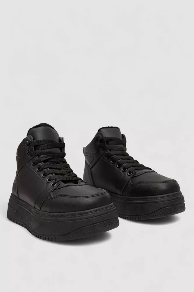 Купить Кеды женские на меху, цвет черный, 248RK01 - Фото №3