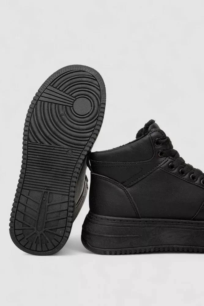 Купить Кеды женские на меху, цвет черный, 248RK01 - Фото №5