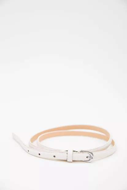 Ремень женский лаковый, цвет бело-серебристый, 196R1510W631