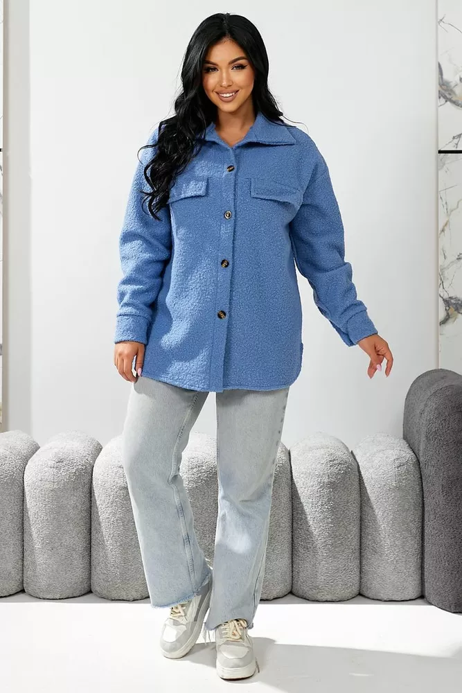 Купить Рубашка -бомбер женская, цвет джинс, 257R153 - Фото №2