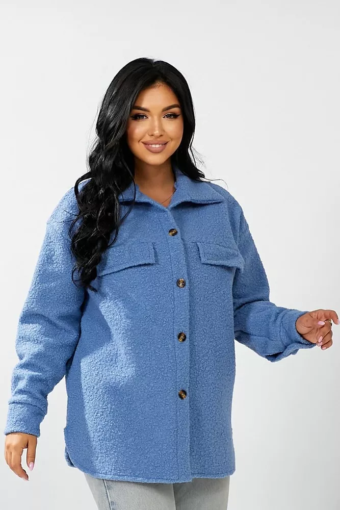 Купить Рубашка -бомбер женская, цвет джинс, 257R153 - Фото №3