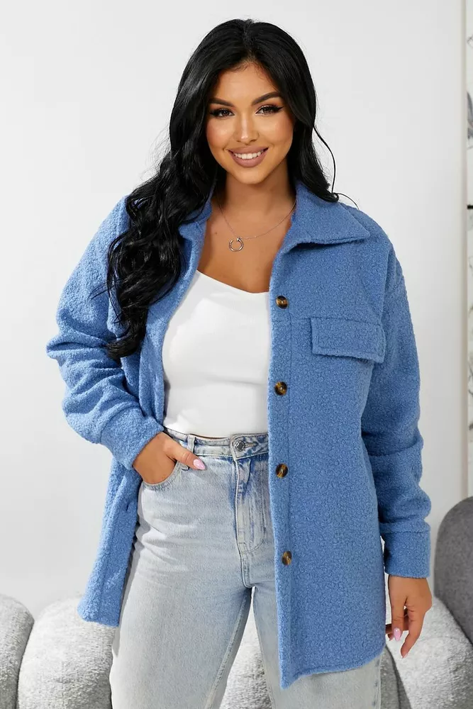 Купить Рубашка -бомбер женская, цвет джинс, 257R153 - Фото №8