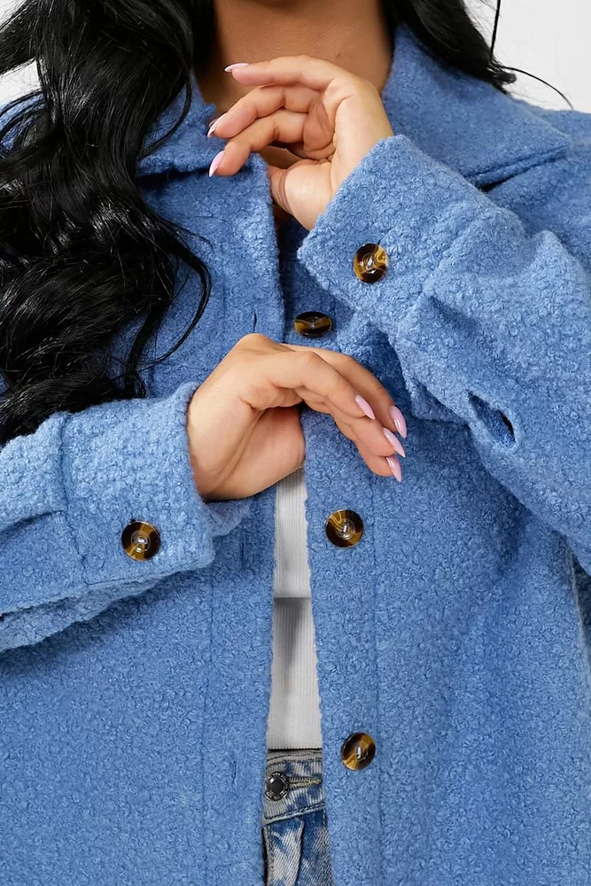 Купить Рубашка -бомбер женская, цвет джинс, 257R153 - Фото №9