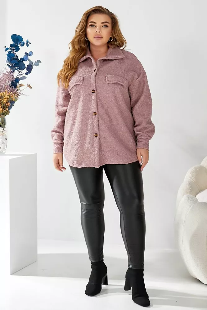 Купить Рубашка -бомбер женская, цвет пудровый, 257R153 - Фото №4