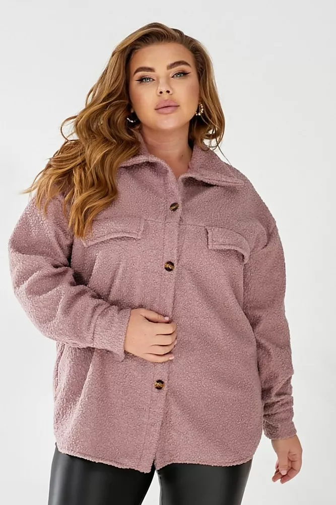 Купить Рубашка -бомбер женская, цвет пудровый, 257R153 - Фото №5