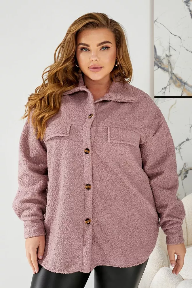 Купить Рубашка -бомбер женская, цвет пудровый, 257R153 - Фото №7