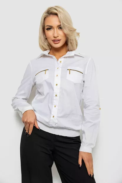 Сорочка жіноча однотонна  -уцінка, колір білий, 230R304-U-57