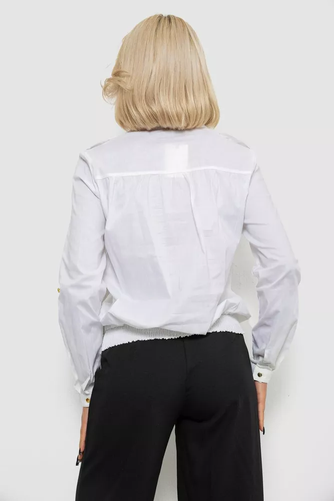 Купить Рубашка женская однотонная  -уценка, цвет белый, 230R304-U-61 - Фото №4