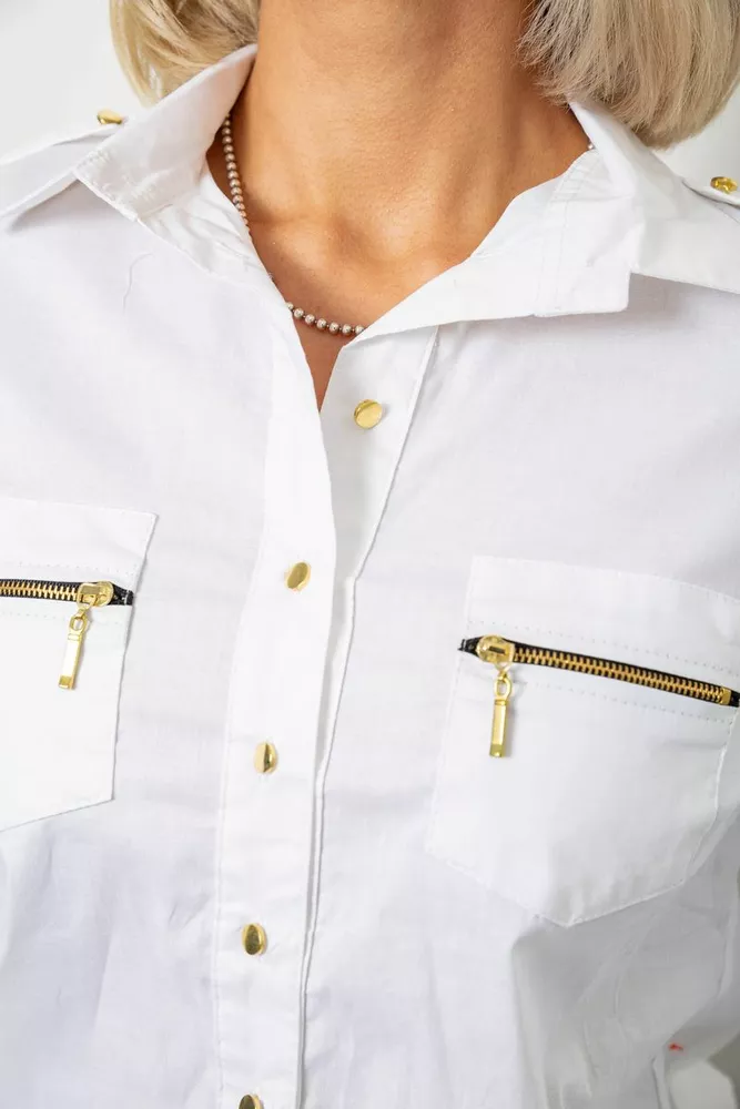 Купити Сорочка жіноча однотонна  -уцінка, колір білий, 230R304-U-62 оптом - Фото №5