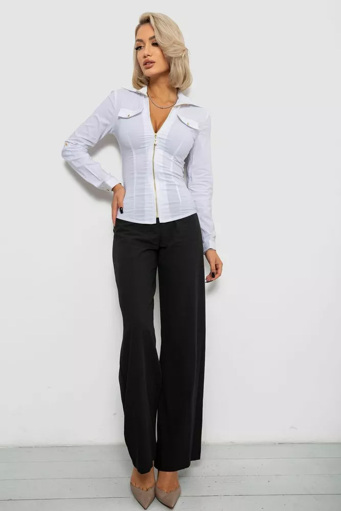 Купить Рубашка женская однотонная  -уценка, цвет белый, 230R303-U-94 - Фото №2