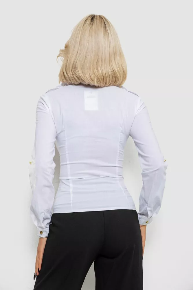 Купить Рубашка женская однотонная  -уценка, цвет белый, 230R303-U-94 - Фото №4
