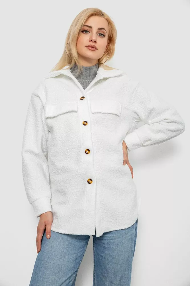 Купити Сорочка-бомбер жіноча, колір білий, 257R153 оптом - Фото №1