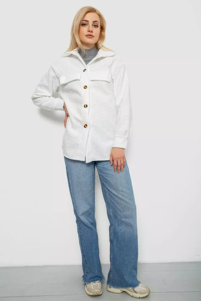 Купити Сорочка-бомбер жіноча, колір білий, 257R153 оптом - Фото №2