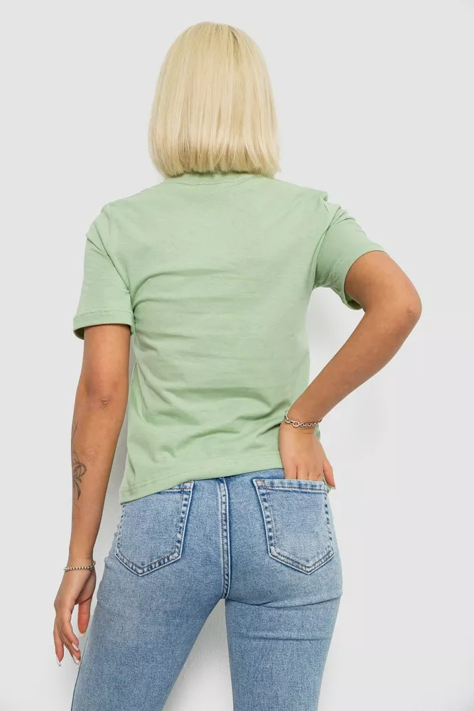 Купити Футболка жіноча з принтом, колір оливковий, 241R139 - Фото №4