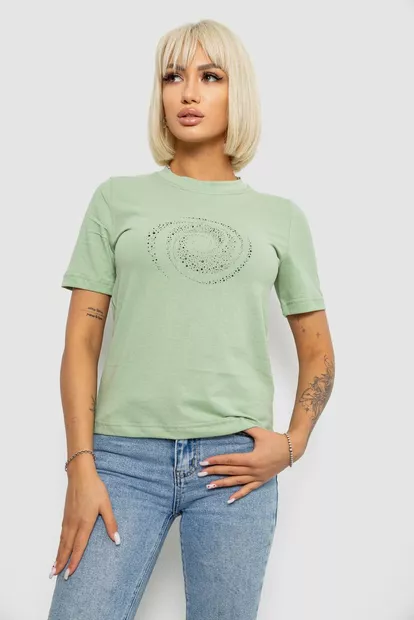 Футболка женская с принтом, цвет оливковый, 241R139