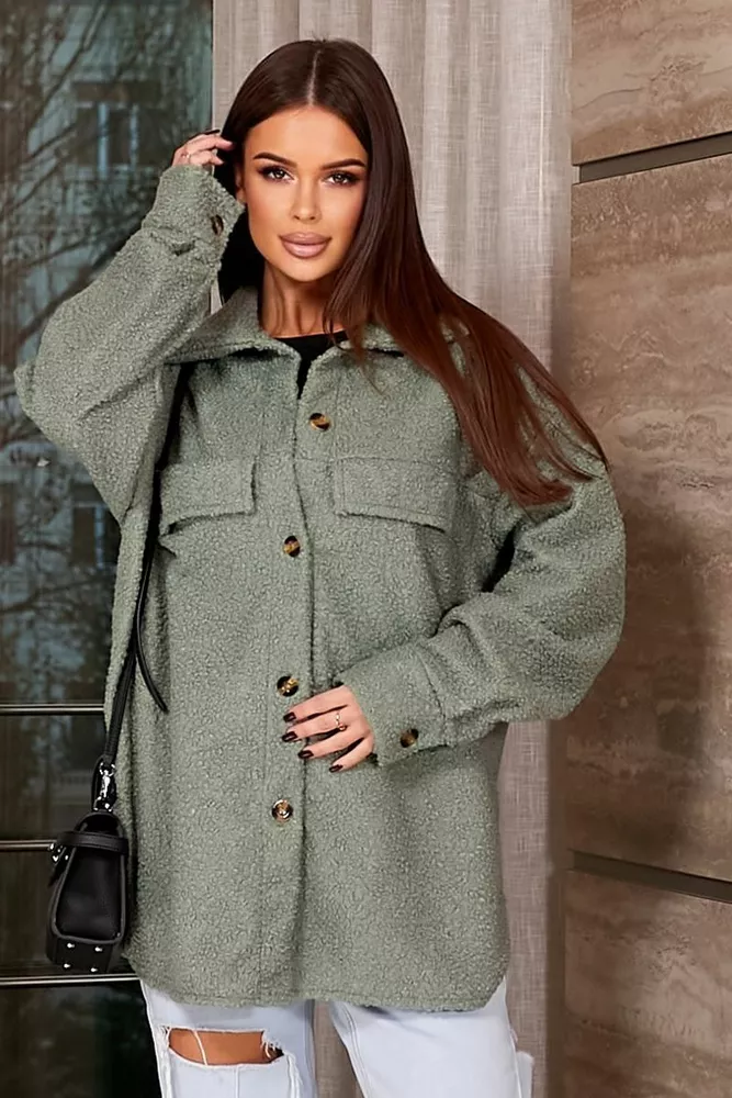 Купить Рубашка -бомбер женская, цвет оливковый, 257R153 - Фото №1