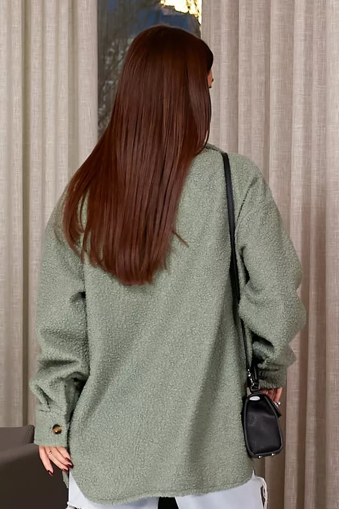 Купить Рубашка -бомбер женская, цвет оливковый, 257R153 - Фото №4