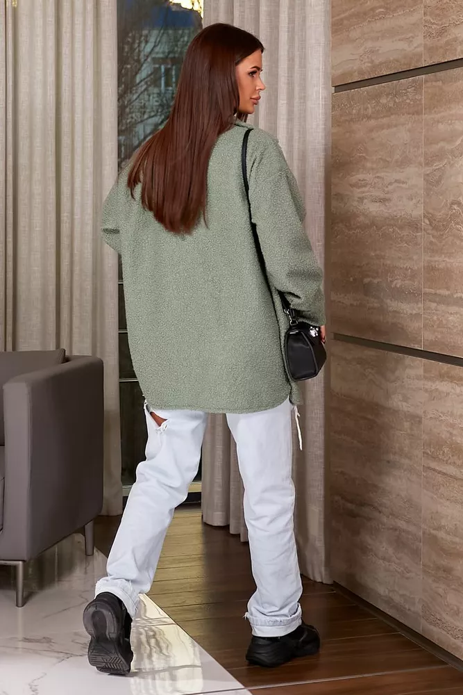 Купить Рубашка -бомбер женская, цвет оливковый, 257R153 - Фото №5