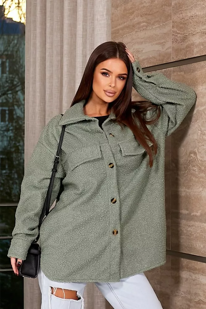 Купить Рубашка -бомбер женская, цвет оливковый, 257R153 - Фото №6