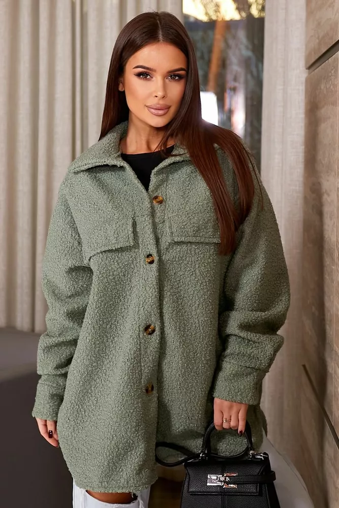 Купить Рубашка -бомбер женская, цвет оливковый, 257R153 - Фото №10