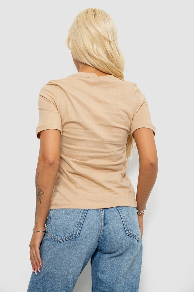 Купить Футболка женская с принтом, цвет бежевый, 241R139 - Фото №4