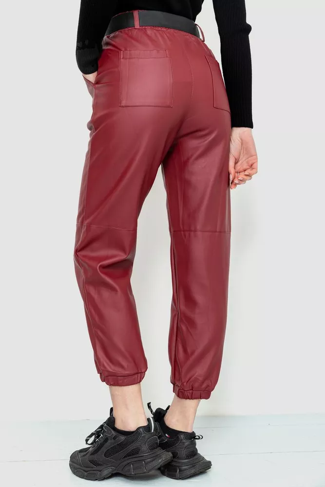 Купить Штаны женские из экокожи, цвет бордовый, 186R5205 оптом - Фото №4