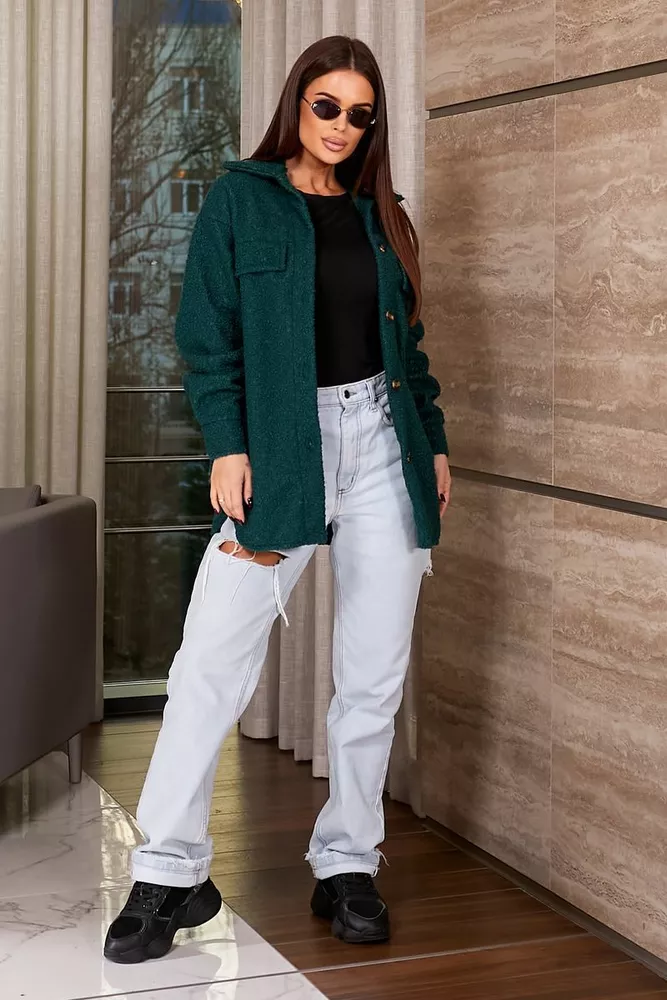 Купить Рубашка -бомбер женская, цвет зеленый, 257R153 - Фото №3