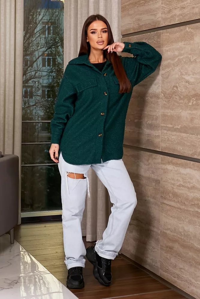 Купить Рубашка -бомбер женская, цвет зеленый, 257R153 - Фото №6